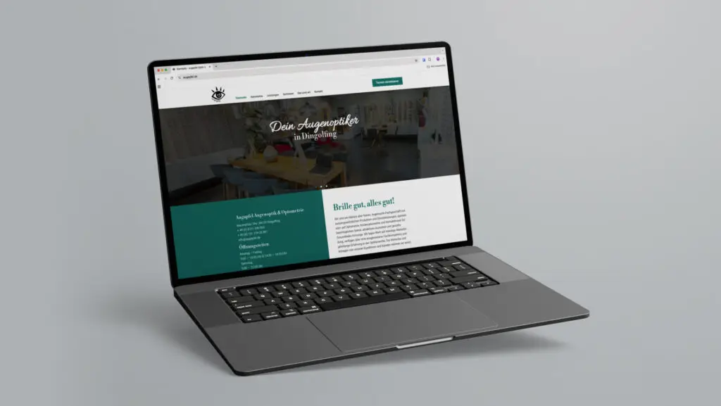 Startseite der Augapfel Website am Laptop